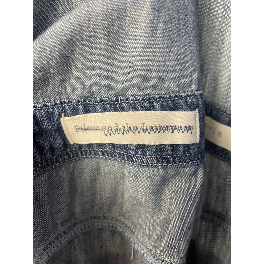 Pilcro Chambray Femme Denim Halter Wide Leg Jumpsuit Retro Blue Women Size 8 - Picture 14 of 16